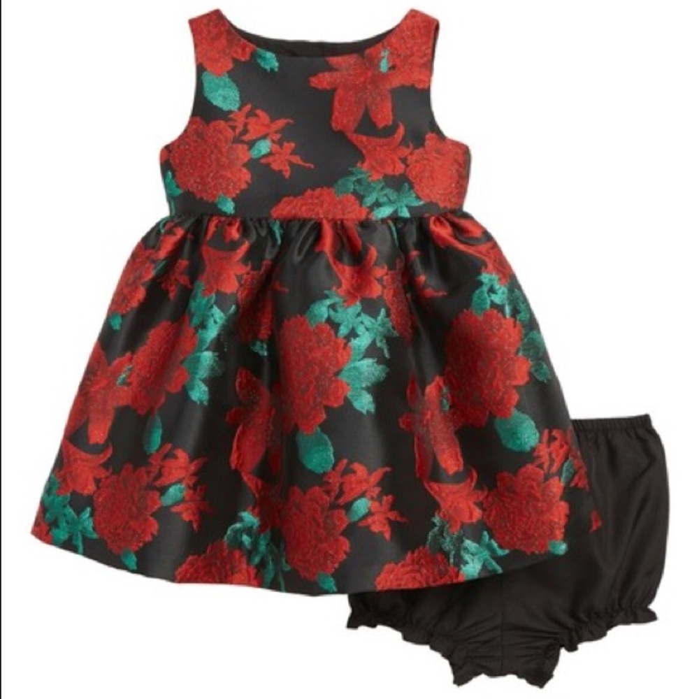 Metallic Floral Holiday Party Dress